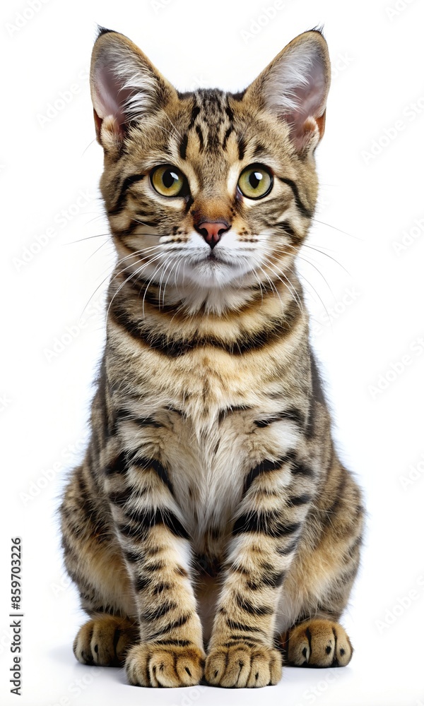 Cute Pixie Bob Cat isolated on a white background Cute Pixie Bob Cat isolated on a white background
