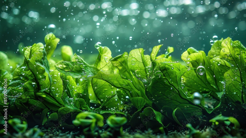 Fototapeta premium Water Droplets on Green Leaves