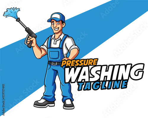 Pressure Washing Mascot Illustration For your Service or Business