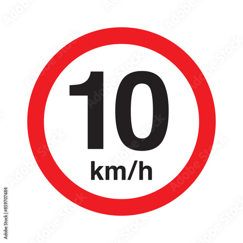 Maximum Speed ​​Limit Sign Maximum Speed ​​Limit 10 km Sign