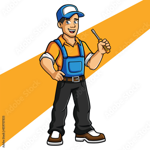 Electrician Cartoon Mascot Character