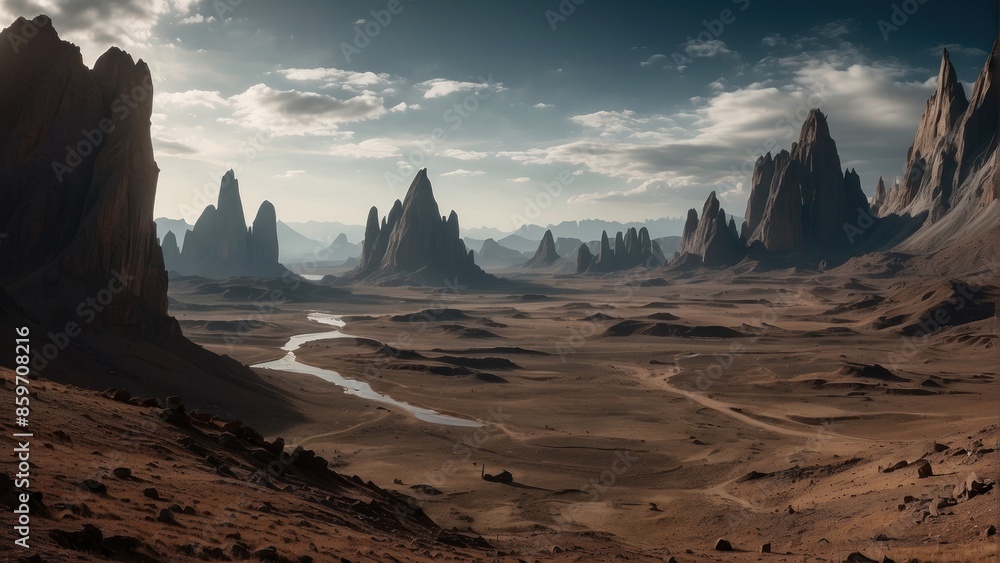 Obraz premium Alien mountains in the style of game art