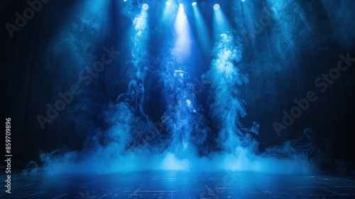 Wallpaper Mural Lights beam down in different shades of blue, with fog swirling around, creating an ethereal and dreamy look that's perfect for concerts or dramatic performances. Torontodigital.ca