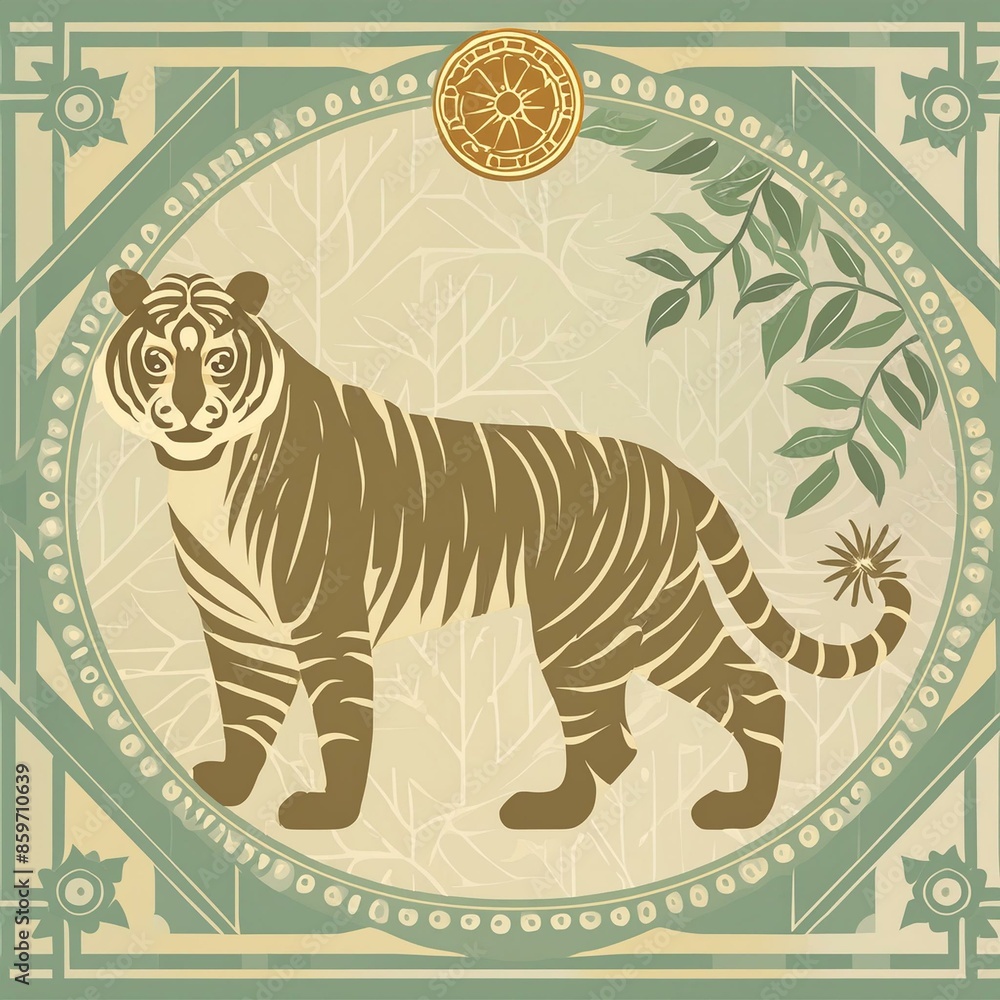 Fototapeta premium Tiger in art deco