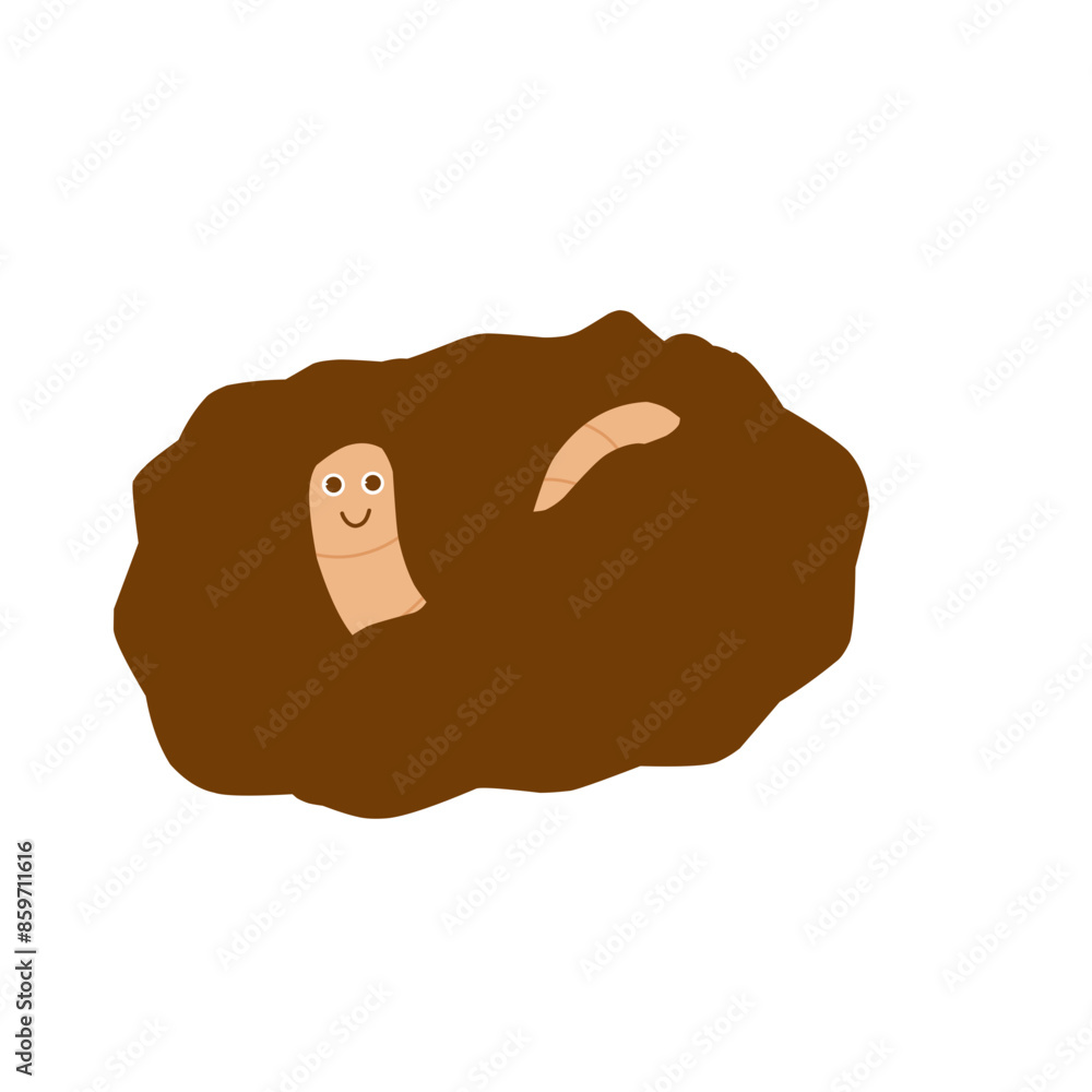 cute cartoon character earthworm coming out of the ground cute cartoon character earthworm coming out of the ground