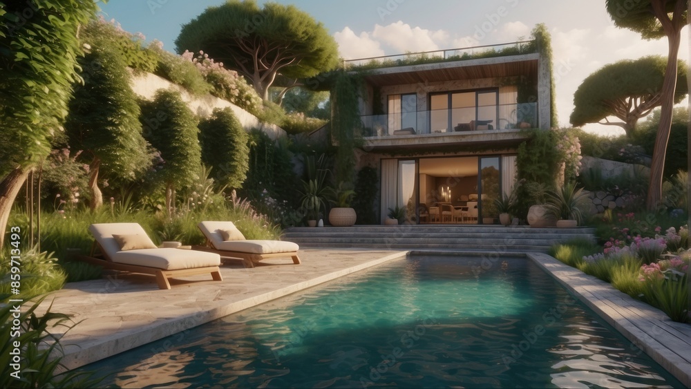 Fototapeta premium Beautiful summer terrace in vintage style