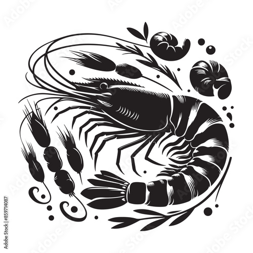 Prawns vector silhouette