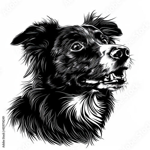 Wallpaper Mural A black and white drawing of a Australian Shepherd dog Torontodigital.ca