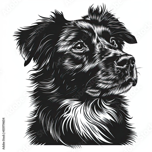 Wallpaper Mural A black and white drawing of a Australian Shepherd dog Torontodigital.ca