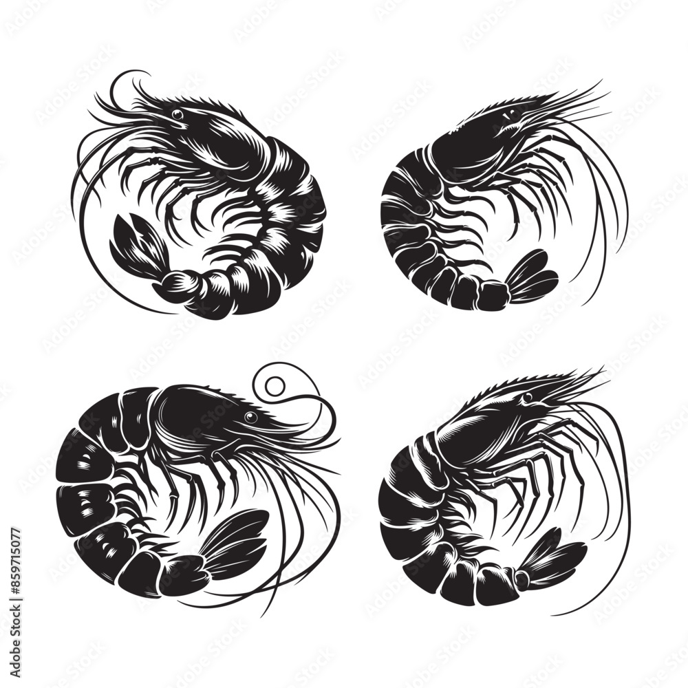 Prawns vector silhouette Prawns vector silhouette