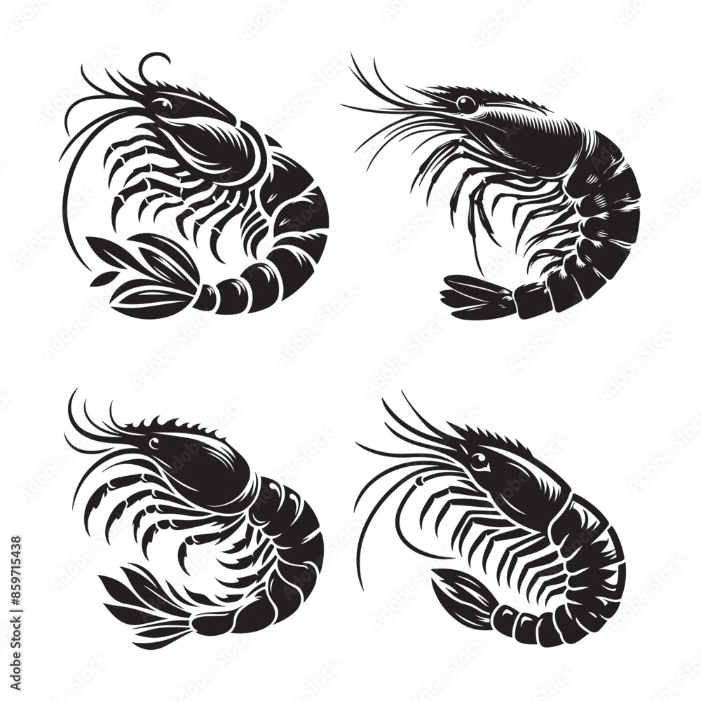 Prawns vector silhouette Prawns vector silhouette