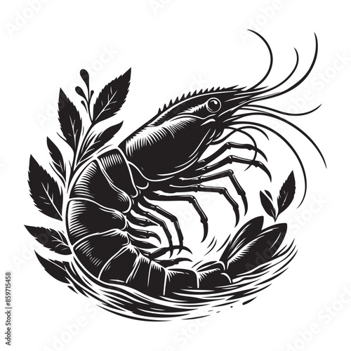 Prawns vector silhouette