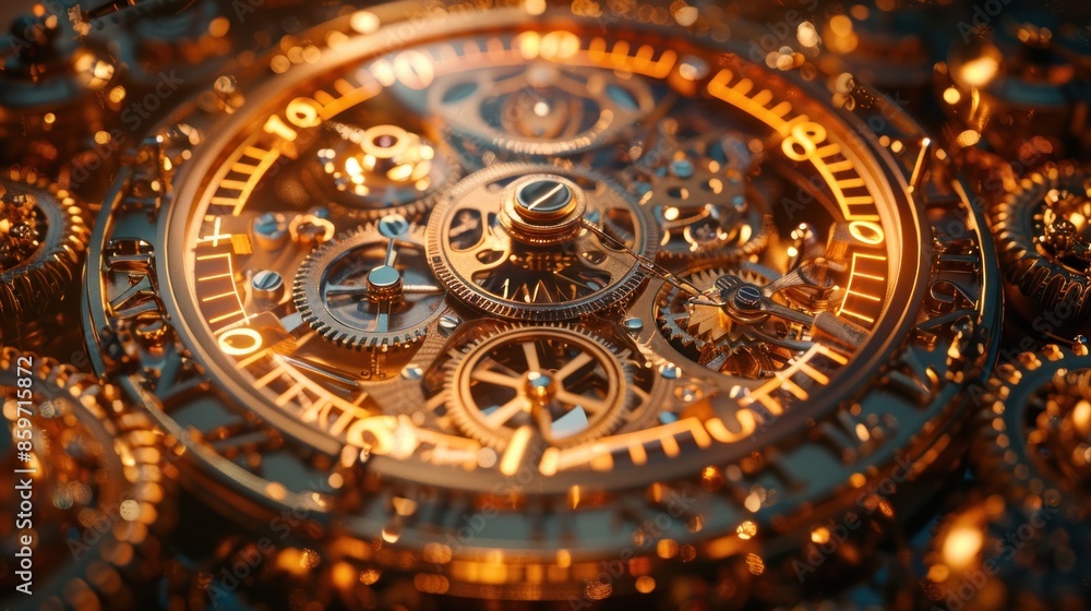 Obraz premium Close-up of a Complex Mechanical Clock