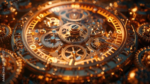 Wallpaper Mural Close-up of a Complex Mechanical Clock Torontodigital.ca