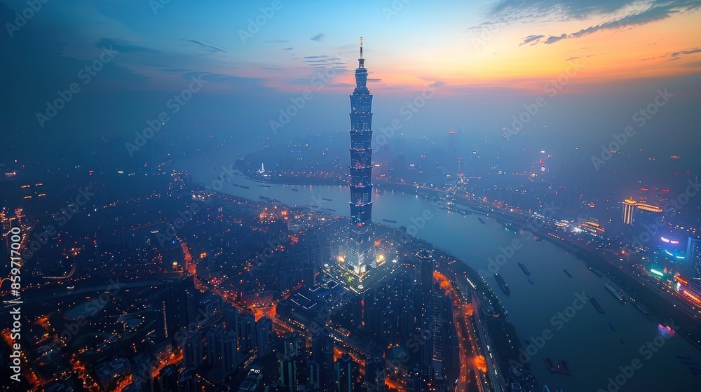 Fototapeta premium Taipei 101 Tower at Dusk