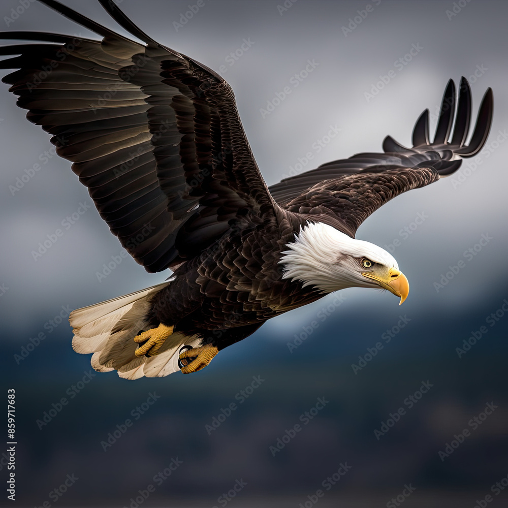 Fototapeta premium Majestic Bald Eagle in Flight