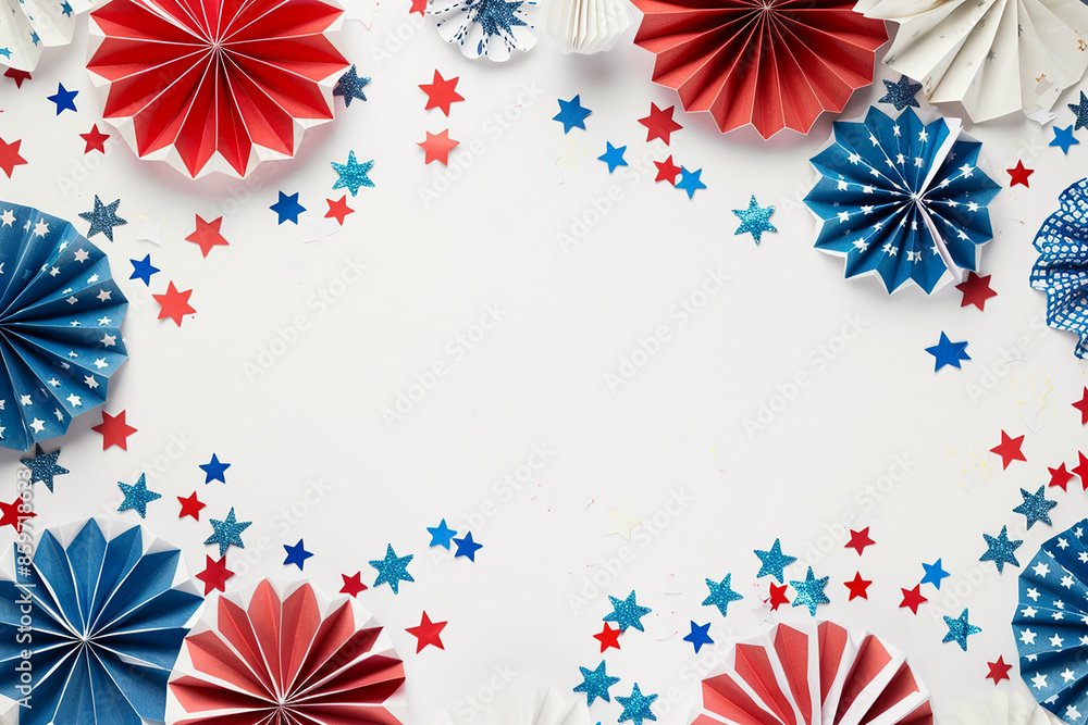 Obraz premium 4 July Independence day Greeting card with usa flag of united states of america,USA flag with fireworks background for 4 july independence day