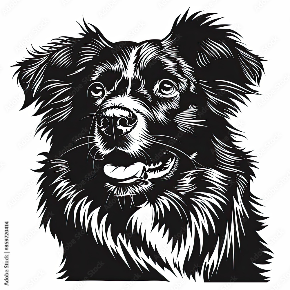 Fototapeta premium A black and white drawing of a Australian Shepherd dog