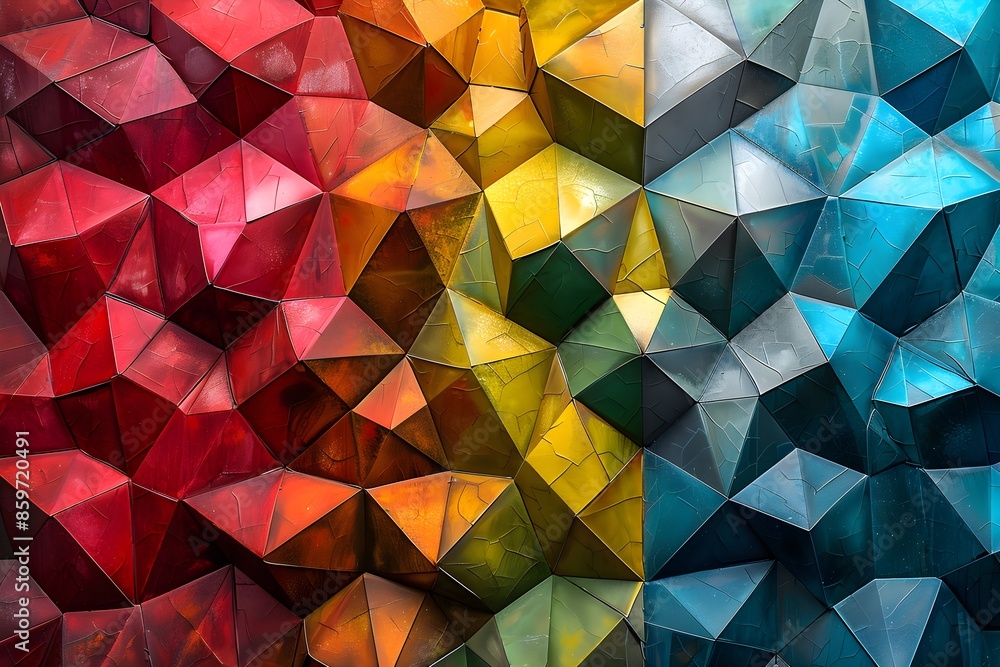 Multicolored geometric polyhedral background Multicolored geometric polyhedral background