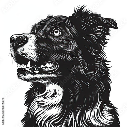 Wallpaper Mural A black and white drawing of a Australian Shepherd dog Torontodigital.ca