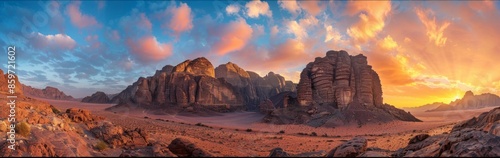 Banner view of the breathtaking rocky mountains in Al Ula desert, Saudi Arabia, or the picturesque
