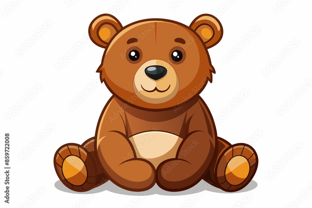 Brown toy bear isolated on a white background. Cute cartoon baby plush bear. Concept of kids toys, childhood, fun, game, playtime. Print, icon, design element. Graphic art Brown toy bear isolated on a white background. Cute cartoon baby plush bear. Concept of kids toys, childhood, fun, game, playtime. Print, icon, design element. Graphic art