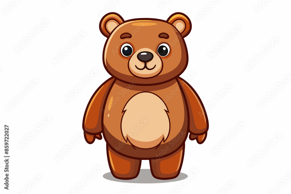 Brown toy bear isolated on a white background. Cute cartoon baby plush bear. Concept of kids toys, childhood, fun, game, playtime. Print, icon, design element. Graphic art Brown toy bear isolated on a white background. Cute cartoon baby plush bear. Concept of kids toys, childhood, fun, game, playtime. Print, icon, design element. Graphic art