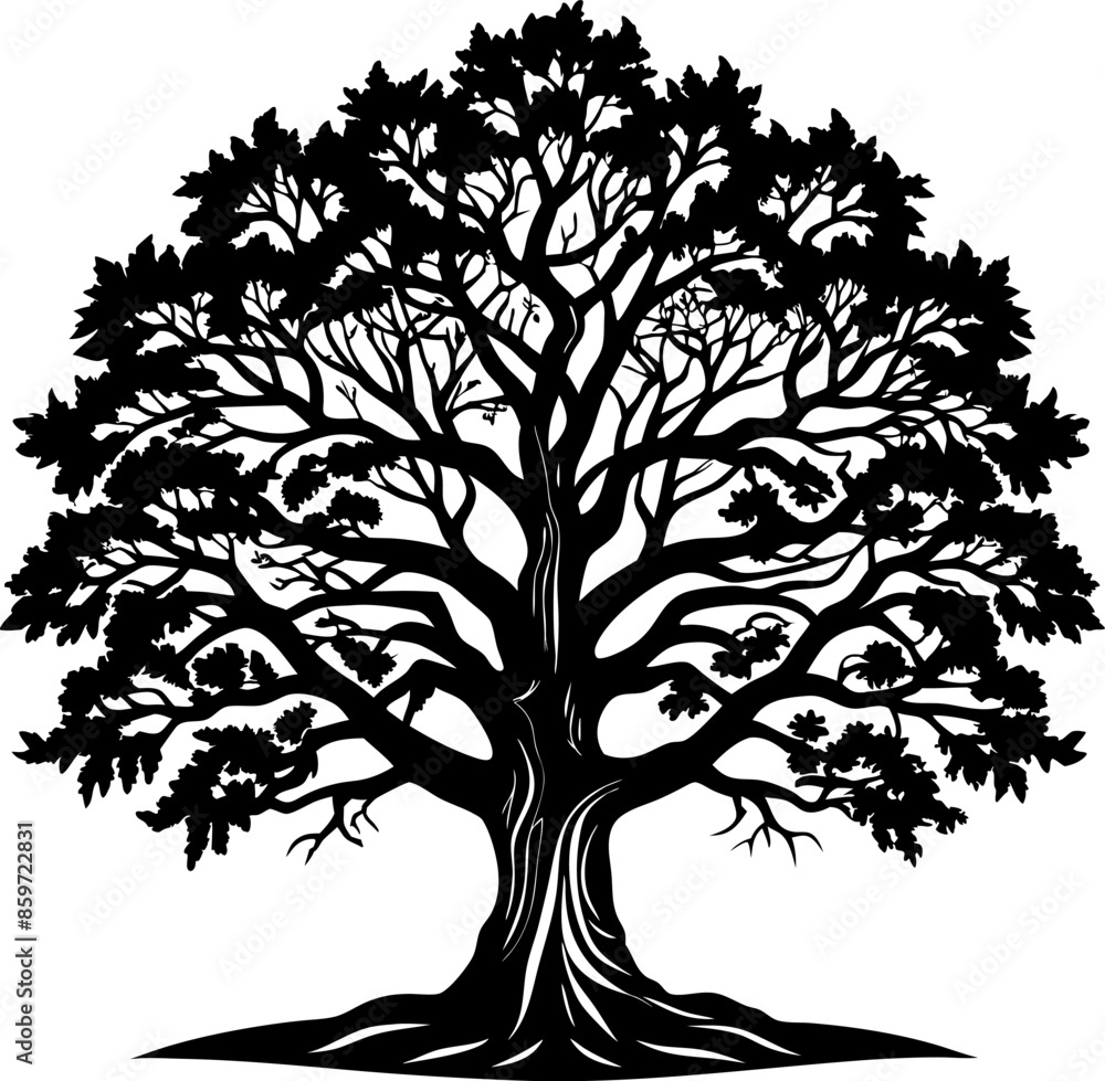 Obraz premium Vector Oak Tree Silhouette on a white background