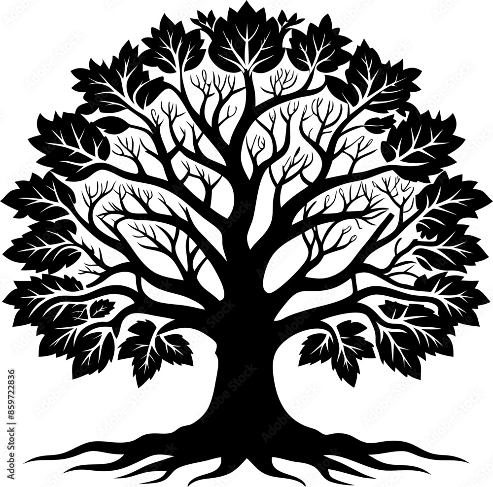 Obraz premium Vector Oak Tree Silhouette on a white background