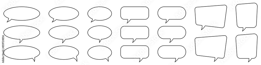 Speech bubble, speech balloon, chat bubble line art icon for apps and websites. Speech bubble, speech balloon, chat bubble line art icon for apps and websites.
