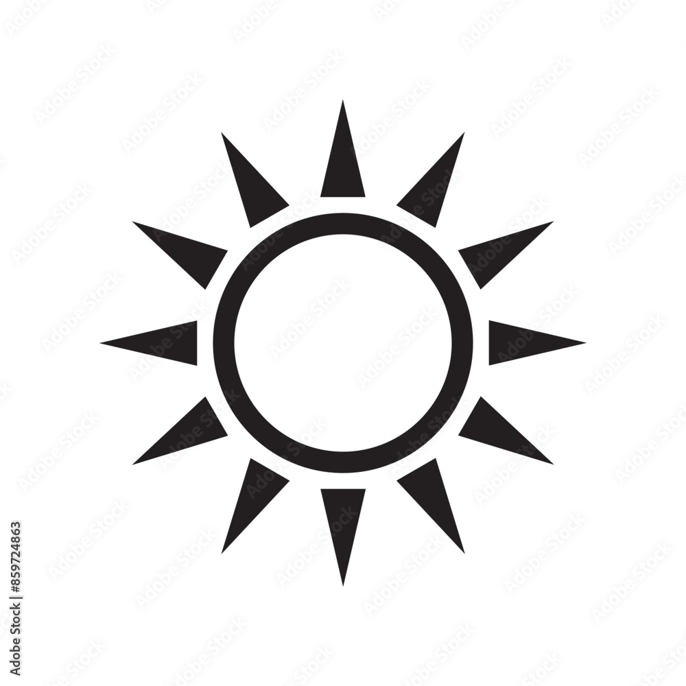 Sun icon, sun symbol isolated on white. Sun icon, sun symbol isolated on white.
