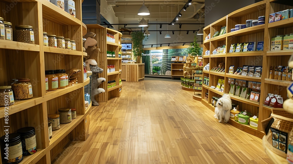 eco-friendly pet store with shelves constructed from recycled plastics, flooring made from bamboo, and pet products that are organic and sustainably produced eco-friendly pet store with shelves constructed from recycled plastics, flooring made from bamboo, and pet products that are organic and sustainably produced