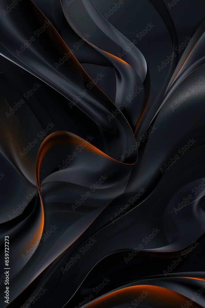 Elegant Abstract Waves: Black and Orange Curves, Modern Wall Art ...