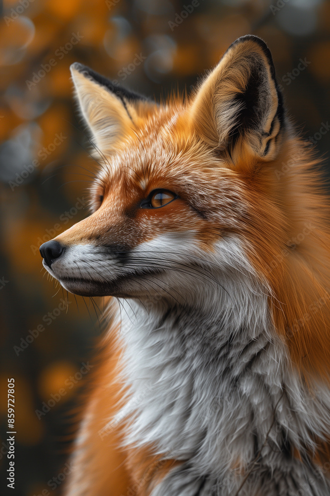Fototapeta premium Close-up portrait of a red fox in autumn