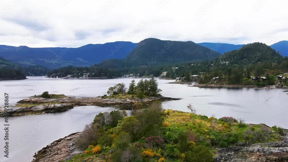 Scenery landscape with lake, mountains and forest Scenery landscape with lake, mountains and forest
