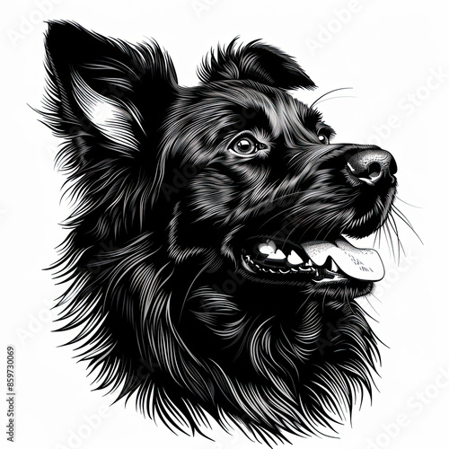 Wallpaper Mural A black and white drawing of a Australian Shepherd dog Torontodigital.ca