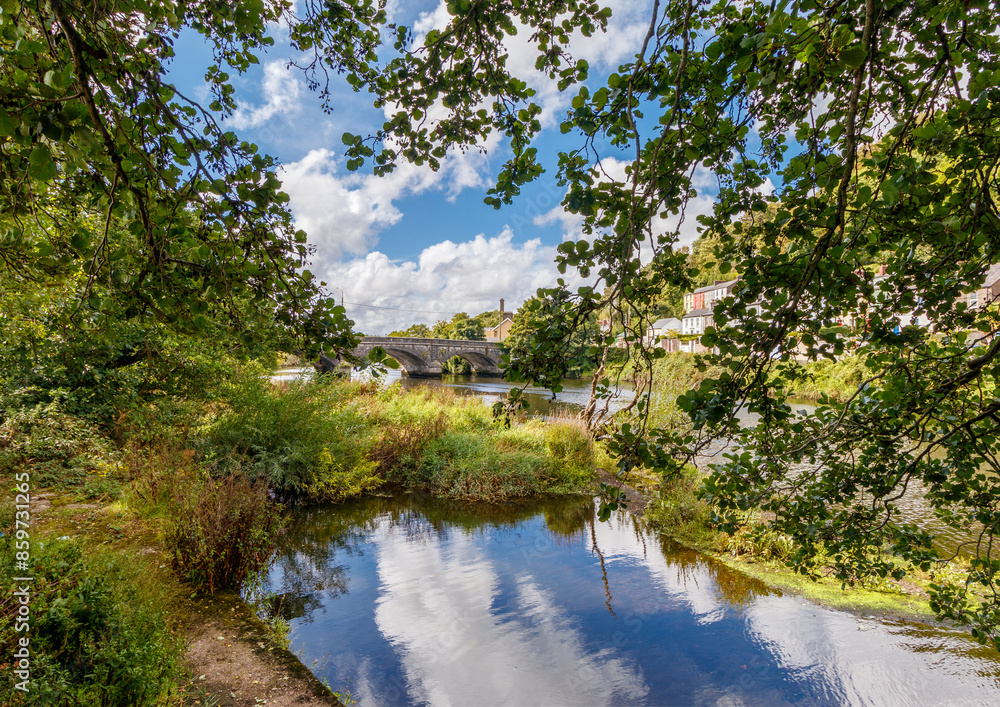 scenic view of urban settlement along river Lee Cork looking from across bank scenic view of urban settlement along river Lee Cork looking from across bank