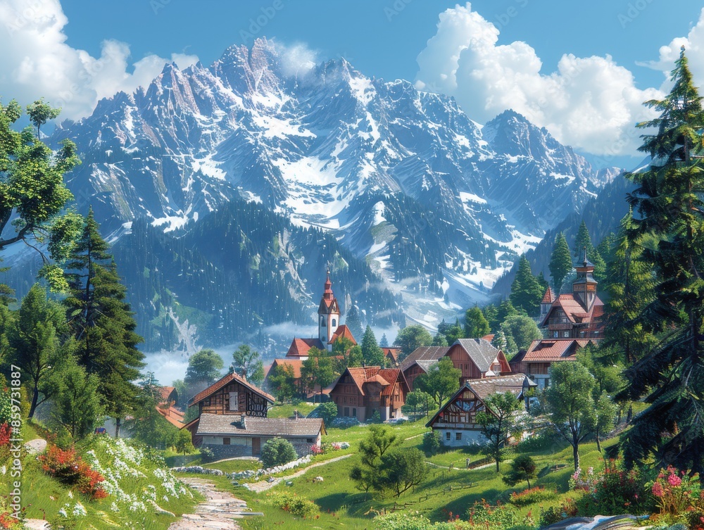 Enchanting Bavarian Village Nestled in the Alps - Quaint Architecture and Majestic Scenery Enchanting Bavarian Village Nestled in the Alps - Quaint Architecture and Majestic Scenery