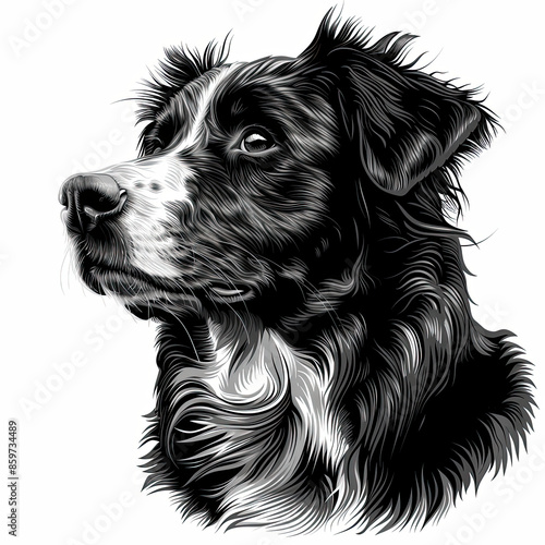 Wallpaper Mural A black and white drawing of a Australian Shepherd dog Torontodigital.ca