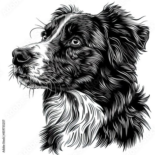 Wallpaper Mural A black and white drawing of a Australian Shepherd dog Torontodigital.ca
