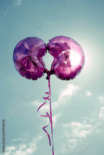 Purple Liver-Shaped Balloon Floating in Sky