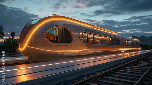 futuristic train car exterior made from lightweight, aerodynamic fiber cement panels, designed for efficiency and speed