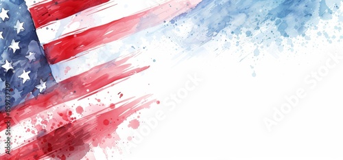 A white background with an American flag and fireworks in the corner, creating a festive atmosphere for the USA's national holiday. 