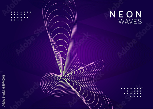 Techno Banner. Pink Night Club Design. Discotheque Festival Element. Soundwave Disco Illustration. Concert Invite. Dj Background. Green Edm Poster. Violet Techno Banner