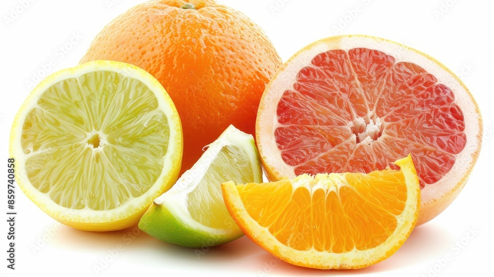 Fresh citrus fruit closeup on white background Fresh citrus fruit closeup on white background