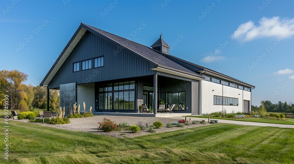 modern agricultural barn using high-performance fiber cement siding to protect against the harsh rural environment while maintaining a contemporary aesthetic modern agricultural barn using high-performance fiber cement siding to protect against the harsh rural environment while maintaining a contemporary aesthetic
