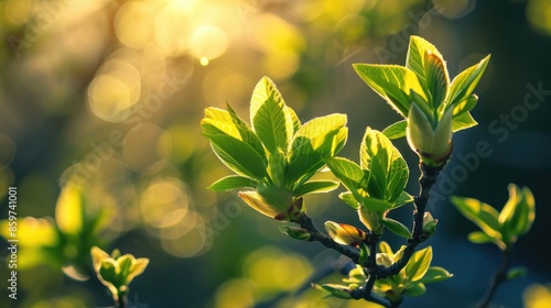 Luminous Spring Foliage Unfurling in Warm Light