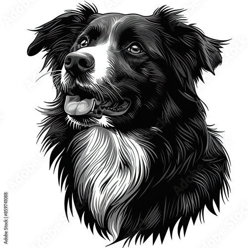 Wallpaper Mural A black and white drawing of a Australian Shepherd dog Torontodigital.ca