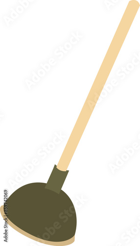 Raster illustration toilet plunger isolated on white background. Accessories for bathroom. Device for cleaning water flow in sinks, baths editable vector