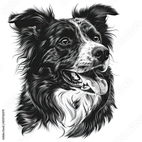 Wallpaper Mural A black and white drawing of a Australian Shepherd dog Torontodigital.ca